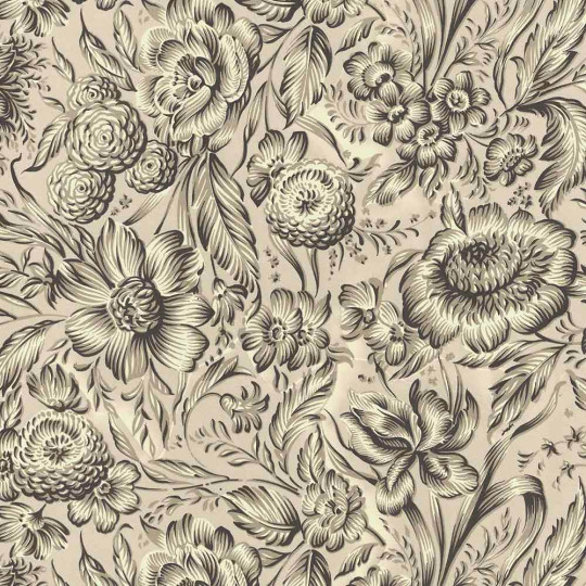 Brown Flower Print Italian Paper ~ Carta Varese Italy